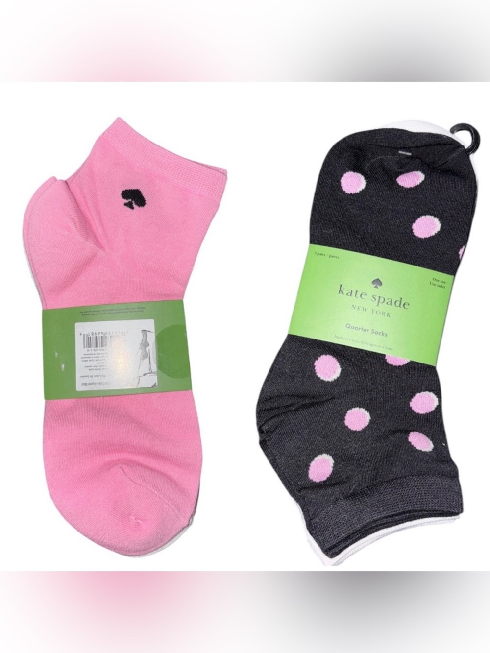 Kate Spade No-Show Socks 3 pack, pink/white, black NWT - Picture 2 of 3